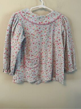 Lullaby Set Girls Floral Long Sleeve Top in Light Blue and Pink
